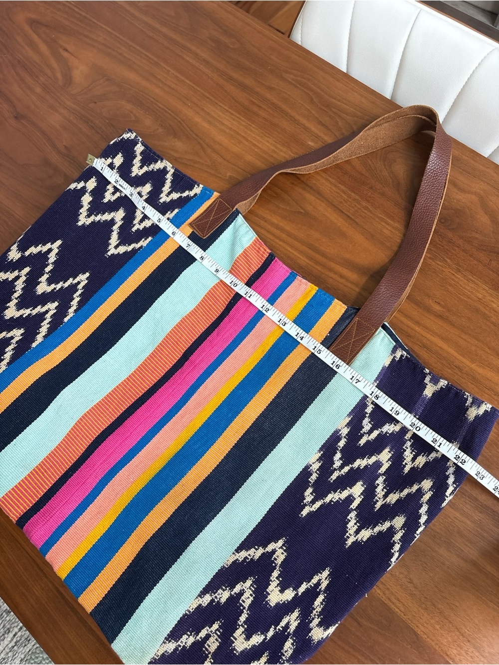 Noonday Collection Handwoven Artisan Tote Bag Fair Trade Woven Leather Straps - Picture 6 of 11